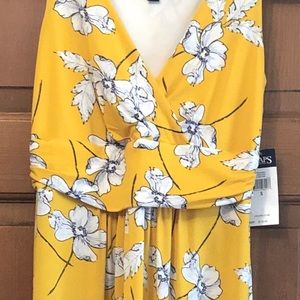 NWT Chaps Yellow/Navy Floral Print Maxi Dress